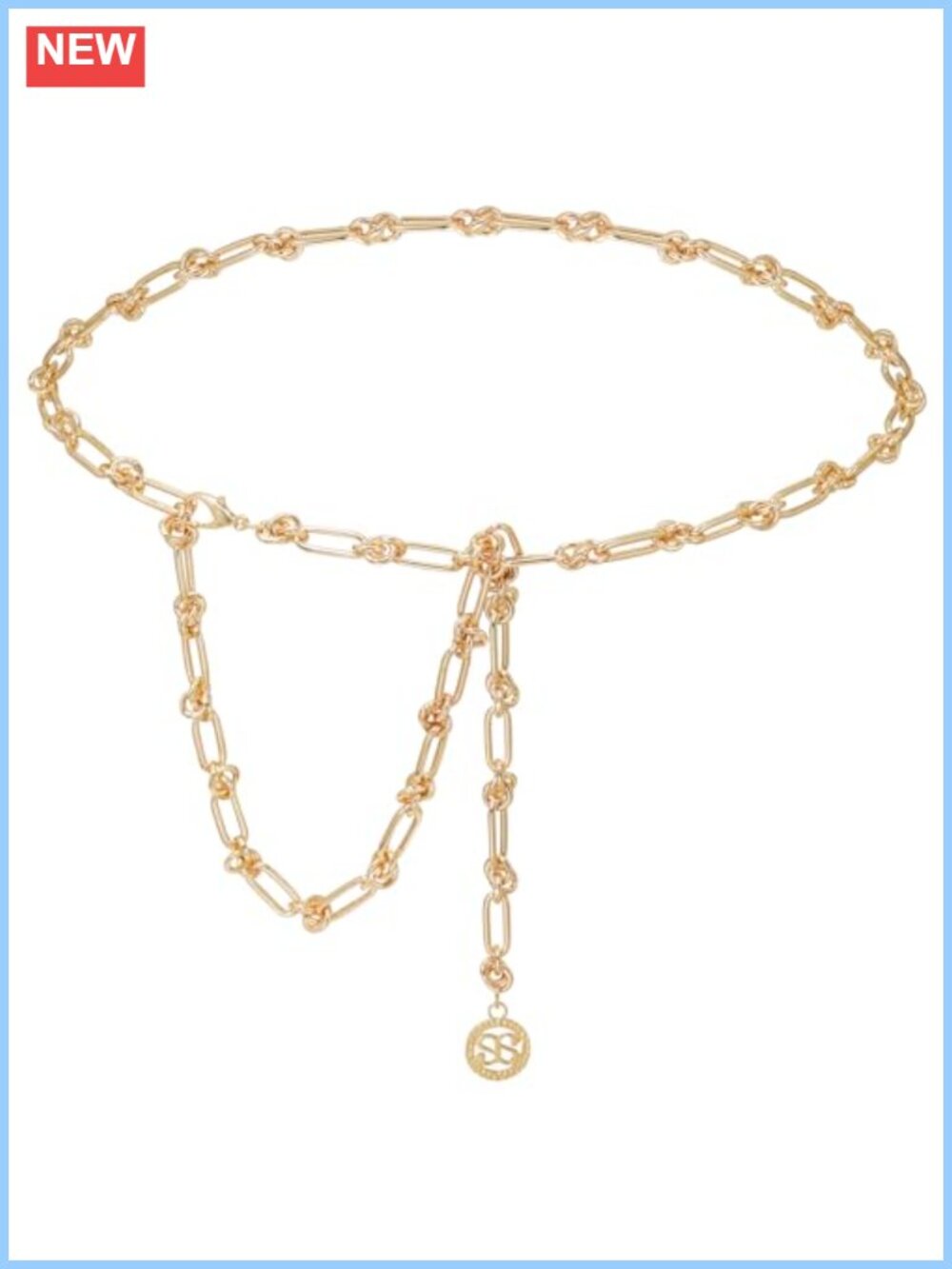 Adjustable Metal Waist Chain Belt Gold Plated Paperclip Link